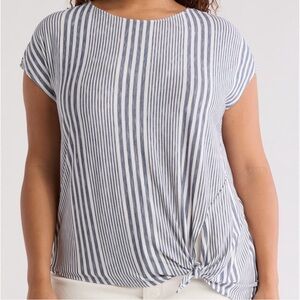 MAX STUDIO Side Tie Crinkle Knit Top 3x